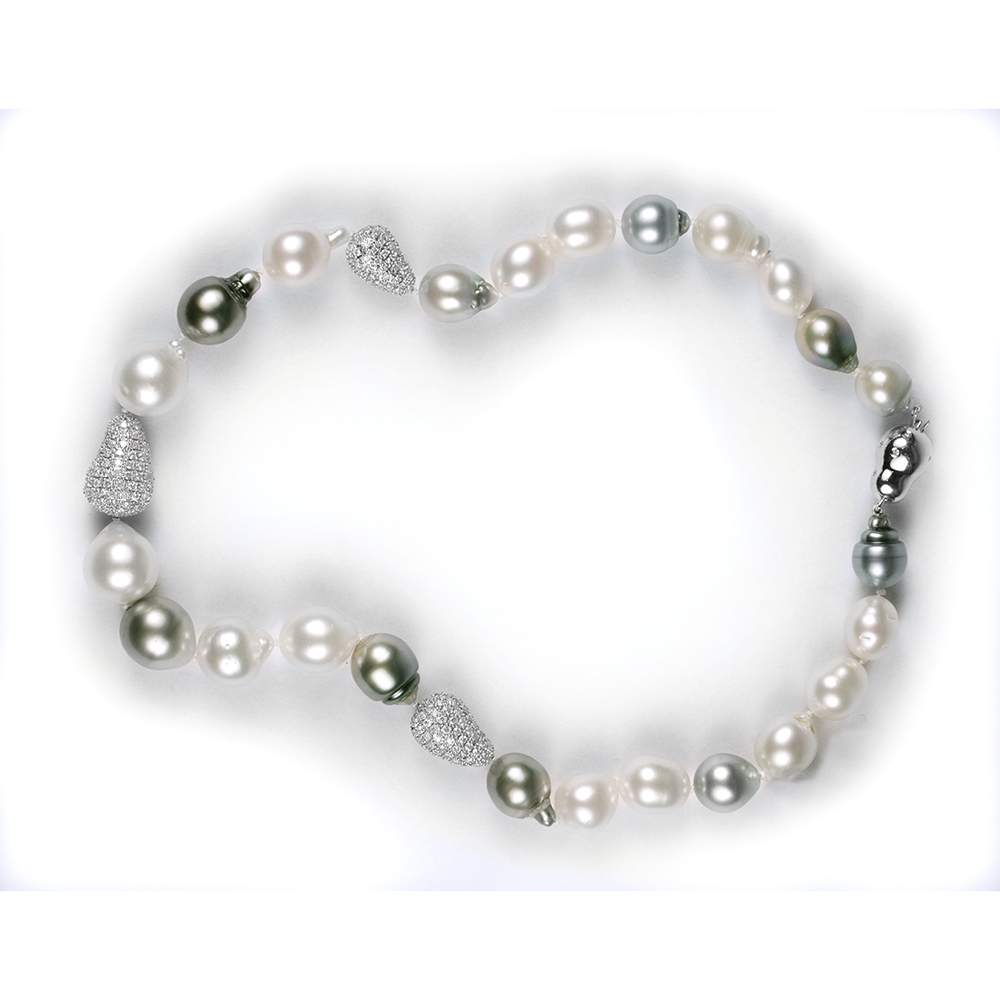 Pearl Diamond Necklace - House of Kahn 