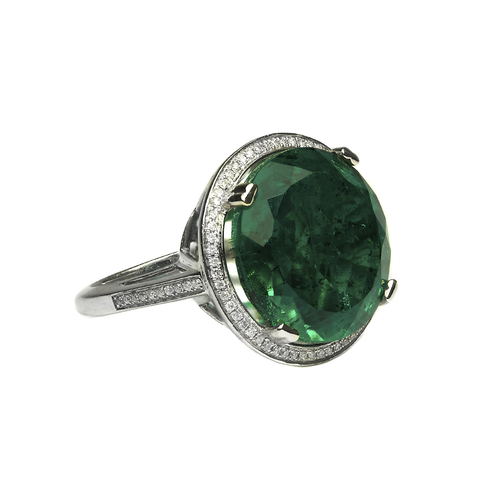 925 Sterling Silver Gold Plated Green Topaz & Zircon Ring – jewelldiro